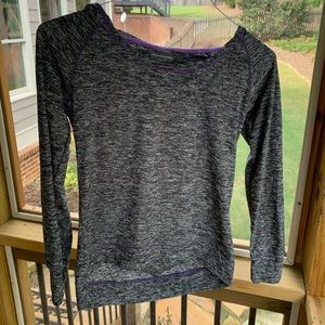 heathered athletic long sleeve w/ hood